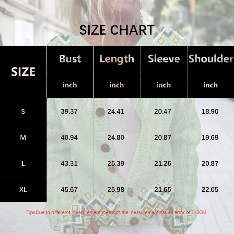 HOTYD Western Cardigan Sweaters for Women Aztec Boho Open Front Knitted Sweater Long Sleeve Button Winter Warm Outwear3