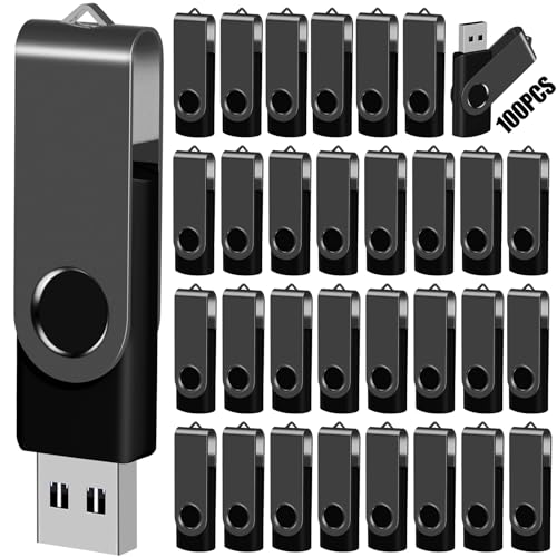 EASTBULL 4GB USB Flash Drive Bulk Thumb Drives 100 Pack with Lanyards USB 2.0 Memory Sticks Zip Drive Pen Drive for Storage and Backup Black 100PCS 4GB