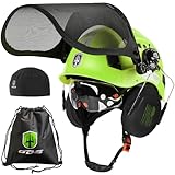 GREEN DEVIL Forestry Chainsaw Safety Helmet with Mesh Face Shield Built-in Visor and Earmuffs 5 in 1 System Vented Arborist Helmet ANSI Z89.1 Hard Hat Logging Garden Work Hardhats for Men Women