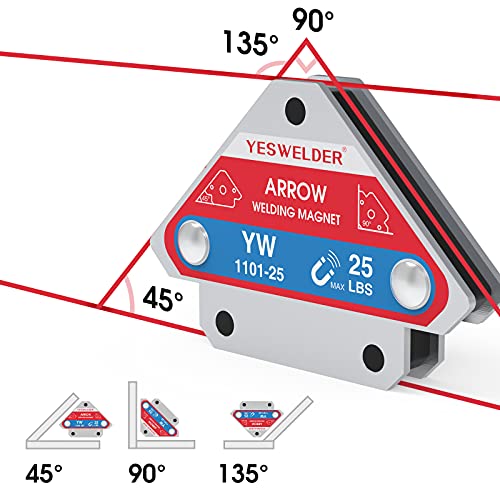 Image of YESWELDER 4-Pc Welding Magnet Set, 25 lb Holding Power Welding Accessories | magnetic holding support, workpiece positioning, fit-up, assembly