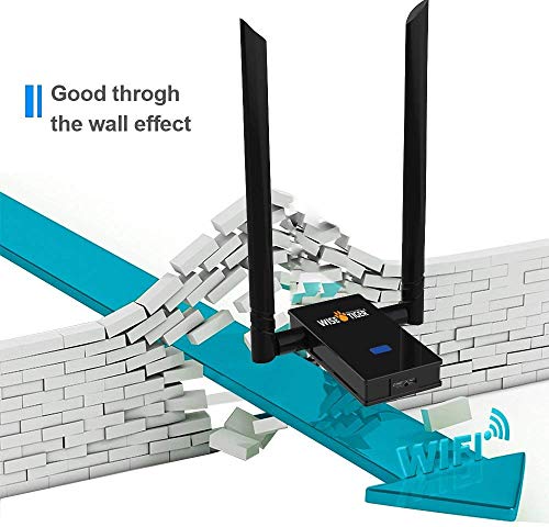 AC1300 WiFi Adapter 2.4/5GHz Dual Band Wireless Adapter USB 3.0 WiFi Card for Laptop Desktop PC Support Win 7/8.1/10/XP/Vista, Mac OS X10.6-10.15, USB Flash Driver Include