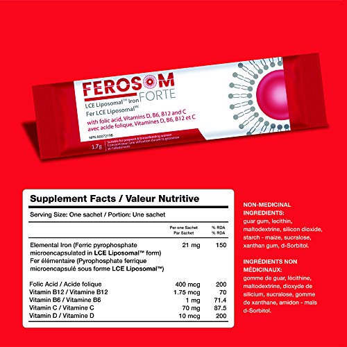 Ferosom Forte LCE Liposomal™ Sachet de fer Complément alimentaire