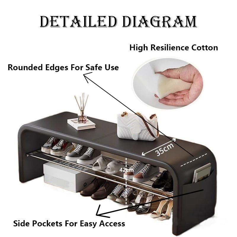 Banc à chaussures de qualité supérieure avec coffre de rangement discret - 6