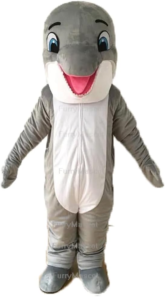 Grey Dolphin Mascot Costume Adult Size for School Spirits