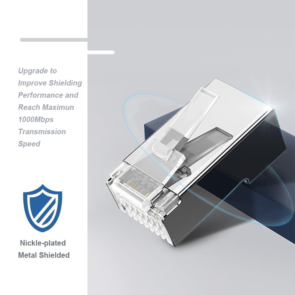 Confezione da 200 connettori RJ45 Cat6 pass-through schermati RJ45 modulari per cavo Ethernet FTP/STP solido o incagliato