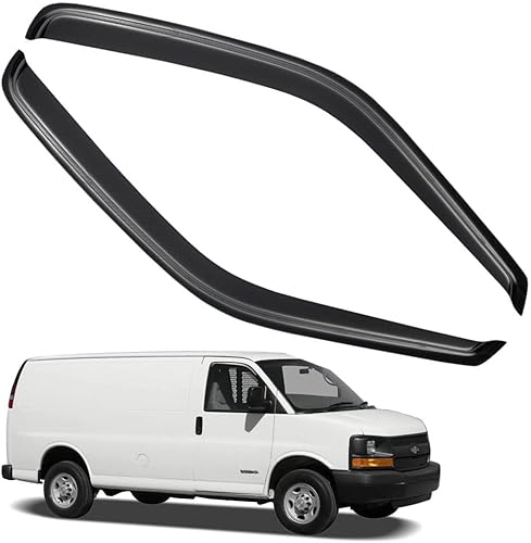 Protectores de lluvia para Chevrolet Express Van 1996-2023GMC Savana 1996-2023, deflectores de ventana lateral con cinta para Chevrolet Express Van,