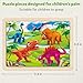SYNARRY Large Wooden Dinosaur Puzzles for Toddlers 3-5, Wood Puzzles for Kids Ages 4-6, Dinosaur Toys for Kids 3-5, Preschool Educational Learning Toys, Easter Basket Stuffers for Boys Girls