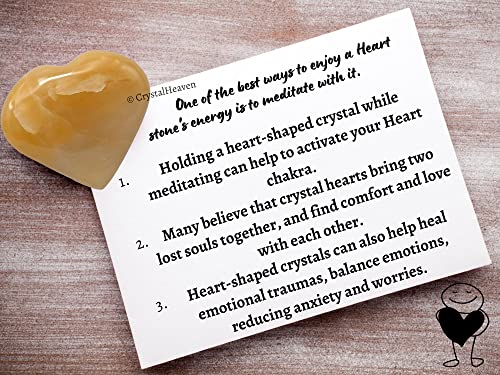 Image of Yellow Aventurine Crystal Heart Palm Pebbles Stones for Anxiety Stress Relief Massage - AAA Grade Original Healing Gemstone Agate Heart Palm Stone for Yoga Meditation Spiritual