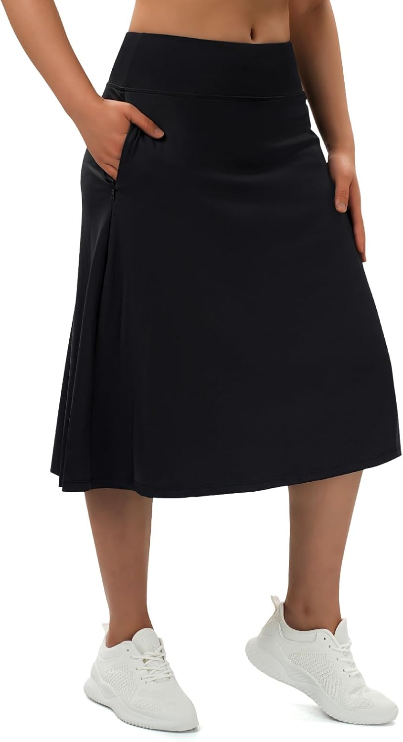 Turnhier Women's Midi Length Skorts Skirts with 2 Pockets Modest Long Skirts 28" Knee Length Athletic Skort - Image 3