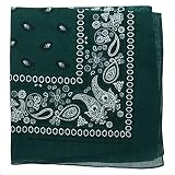 Motique Accessories Extra Large Paisley Bandana 27x27 Inch (Hunter Green)