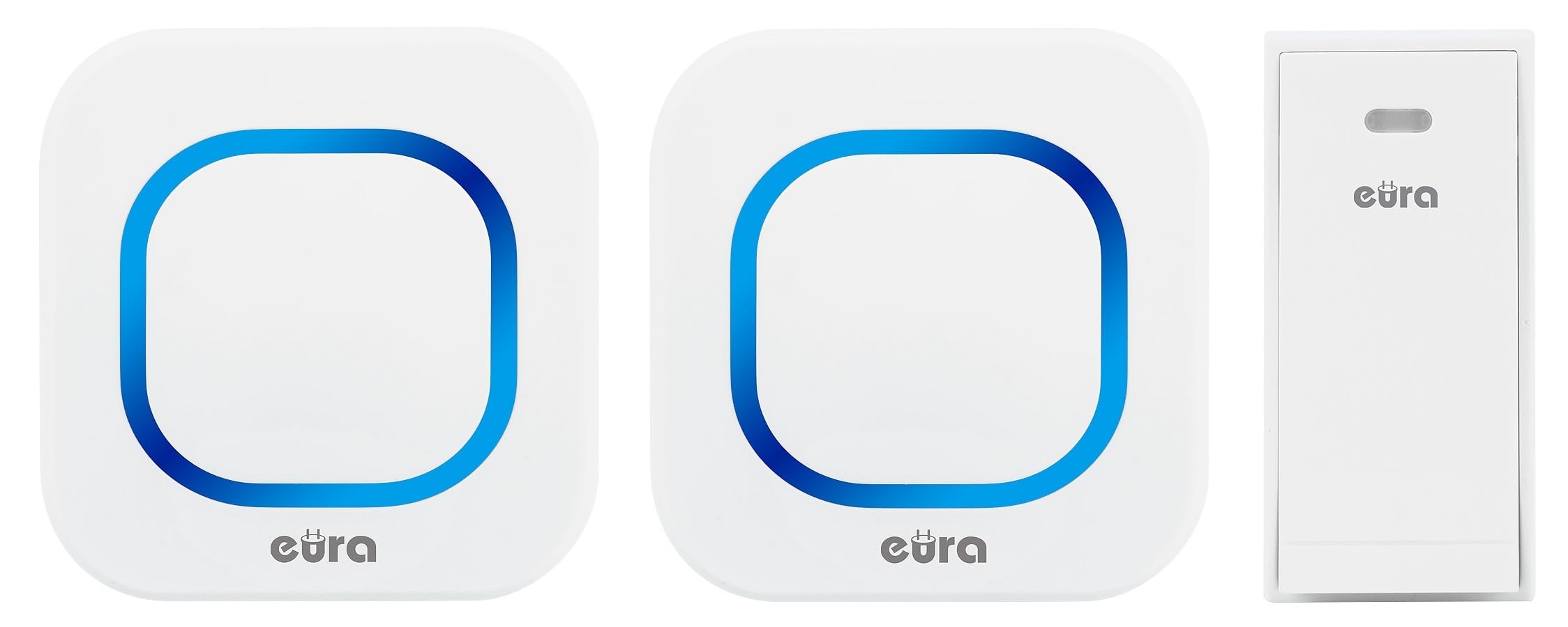 Eura-Tech Folk WDP-80H2 - Timbre inalámbrico sin batería para Exteriores (Resistente al Agua, Alcance de 100 m, 58 Tonos, 4 Niveles de Volumen), Dos receptores