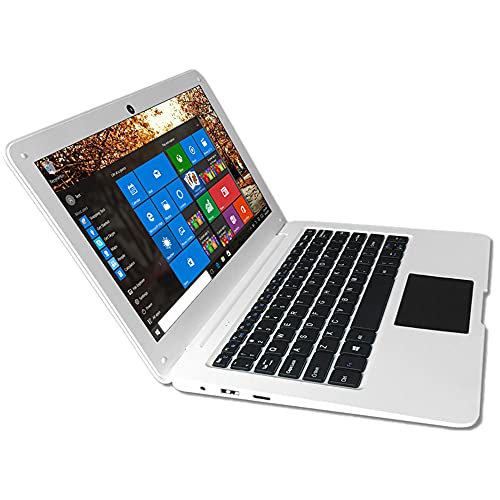 Laptop de 10'', Intel Z8350 Quad-Core Notebook 1.44-1.92Ghz, 4GB RAM 64GB eMMc, USB 3.0 / USB 2.0 / BT 4.0 / Interfaz de tarjeta HDMI / TF / Conector para auriculares, Windows 10 Student Notebook (Blanco)