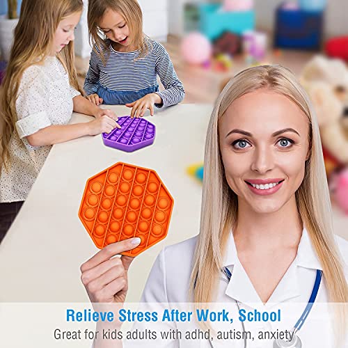 Image of Push Pop it Bubble Fidget Toy, Stress Relief and Anti-Anxiety Tools Sensory Toy for Autism to Relieve Stress for Kids and Adults(Square Orange)