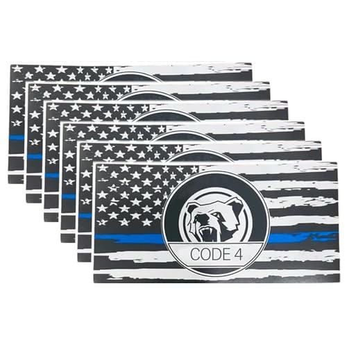 Image of 6pcs Thin Blue line Flag Code 4 Car Sticker Decal, Police Support American Flag Bumper Stickers for Cars Trucks Window Laptop, Bandera de policia la linea Azul para carro