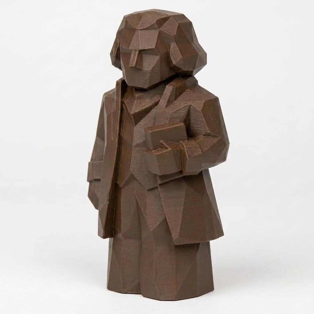 Wood Carved-Like Thomas Jefferson Figurine - Unique Desk Decor for Collectors 3D Printed in Canada - 3D Printed in Canada (Classic Birch) image 3