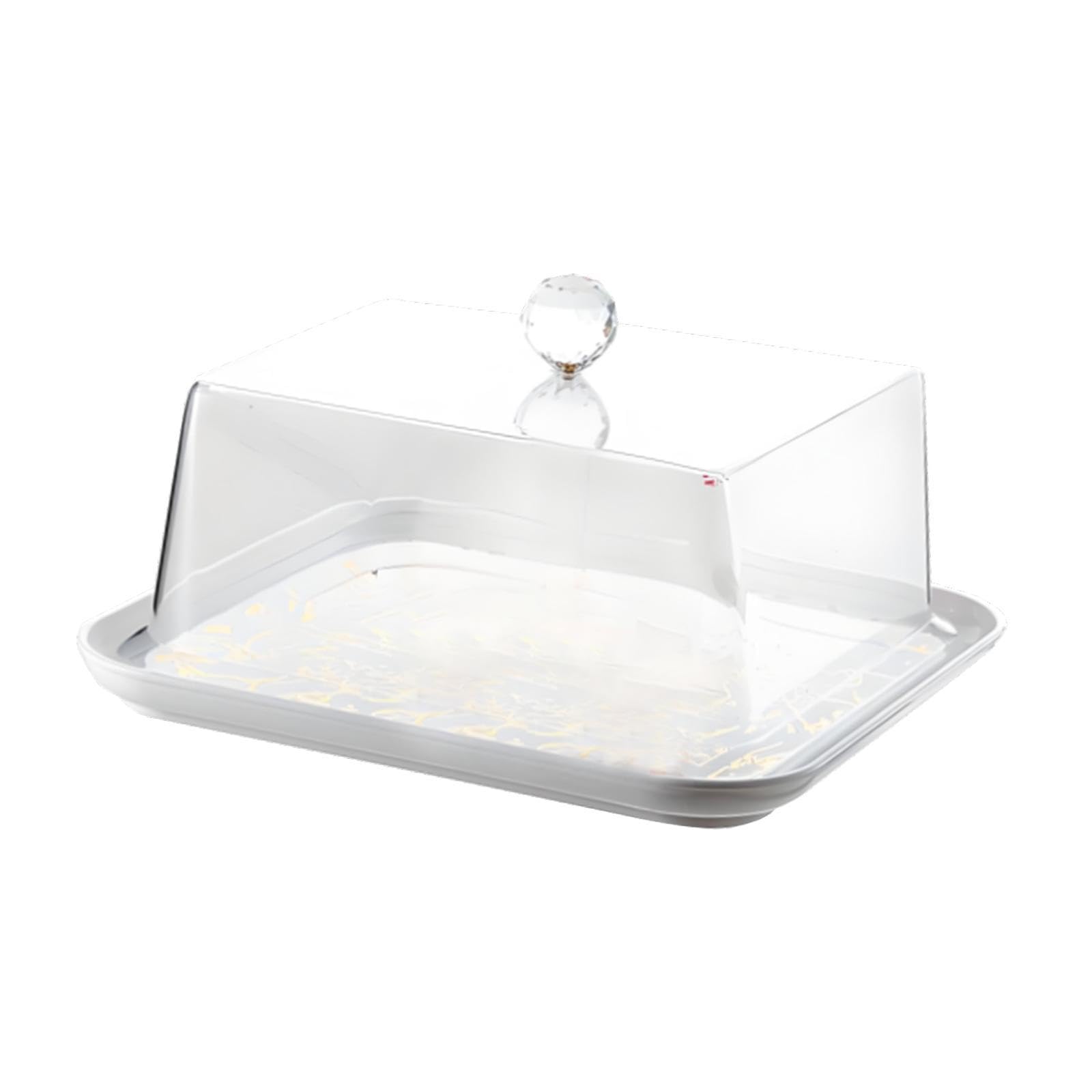 Cúpula acrílica cuadrada dorada para tartas, cubierta transparente aislada para alimentos y postres para fiestas, cocina y comedor, ideal para pasteles y golosinas festivas