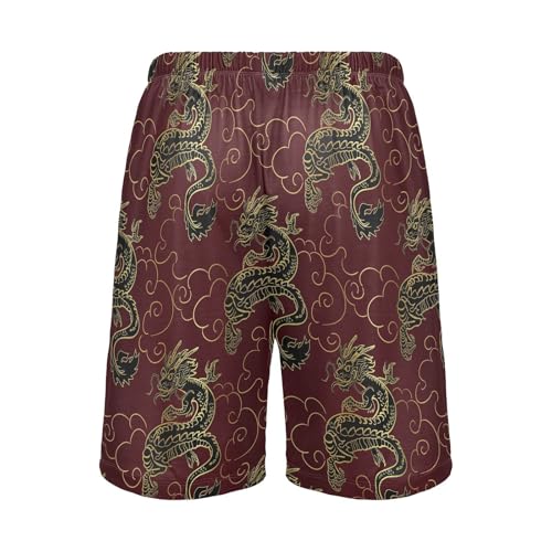 ALAZA Black Gold Dragon Men's Pajama Shorts Sleepwear Pajama Bottom Lounge Pants Wear with Pocket2