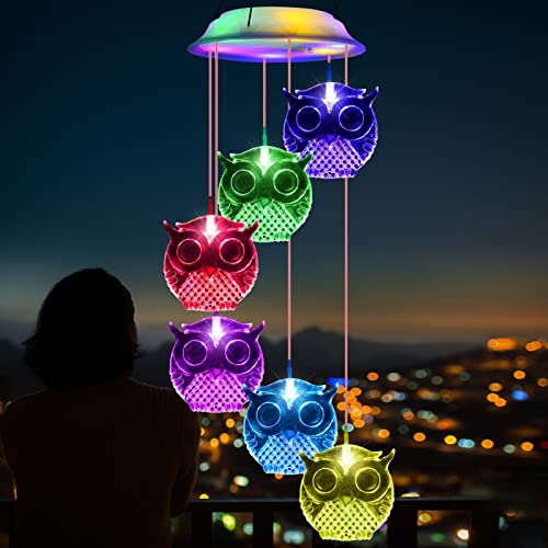 Wind Chimes,Owl Solar Wind Chimes For Outside, Waterproof Led Solar Powered Memorial Wind Chimes With Lights, Housewarming Gifts For Garden Outdoor Patio Yard Lawn Decor #TOP5