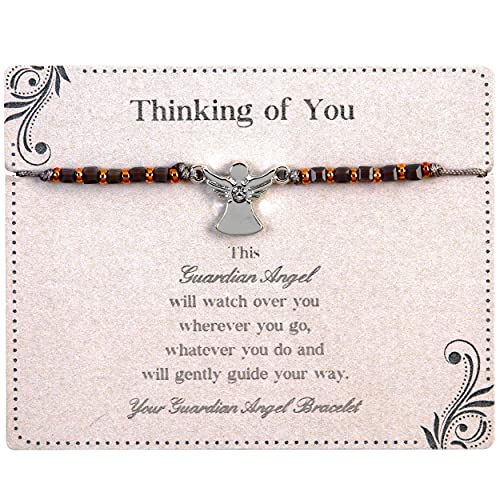 Image of Guardian Angel 62772, Adjustable Charms Bracelet With Personalized Message Card, Ideal Angel Gifts for Birthday, Christmas, Graduation, Thanksgiving-Thinking of You, Multi