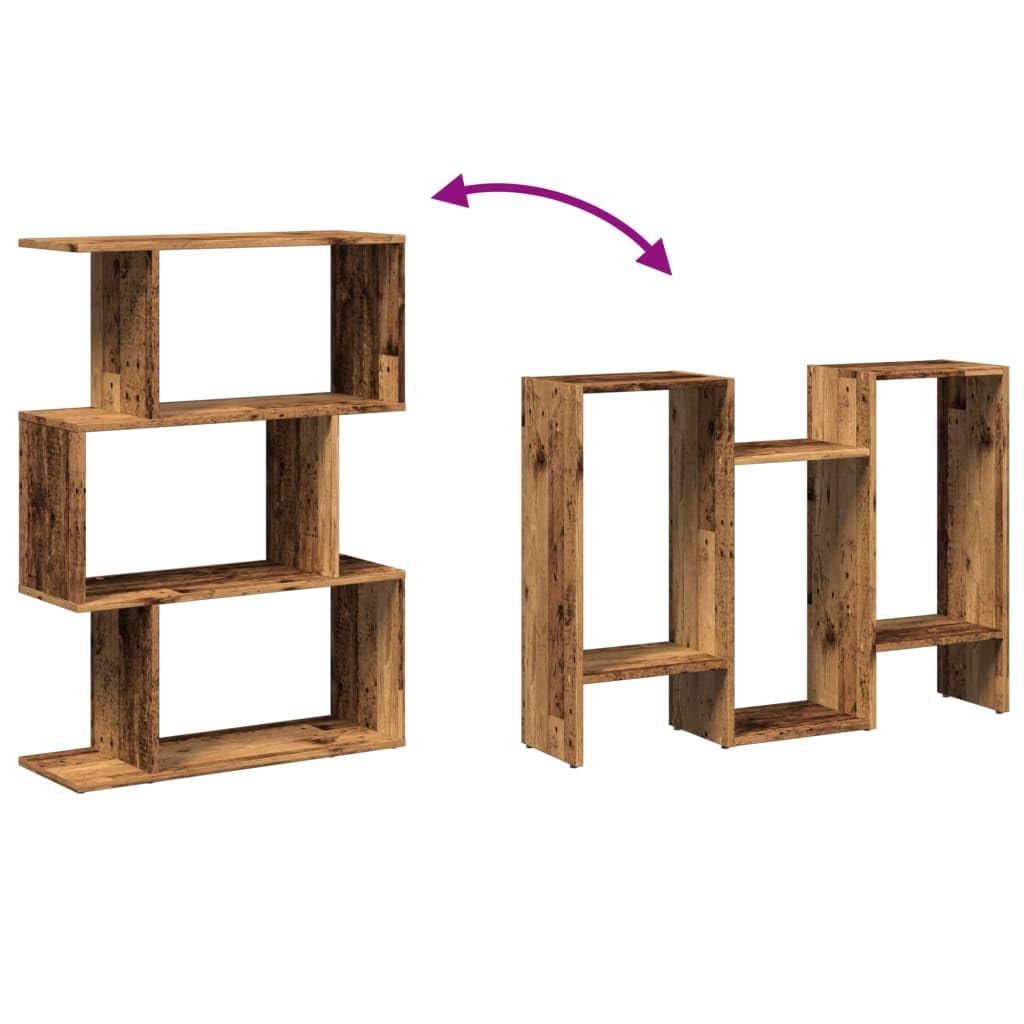 Scaffale divisorio a 3 scomparti, effetto legno anticato, 70 x 24 x 97 cm, scaffale per soggiorno, ufficio, camera da letto, con spazio flessibile ed elegante