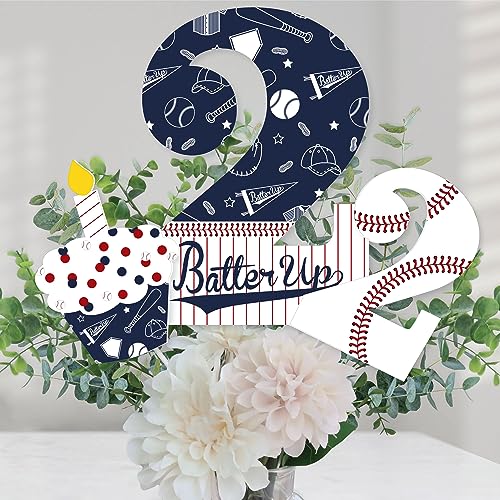 2nd Birthday Batter Up Baseball Second Birthday Party Centerpiece Sticks Table Toppers Set of 15