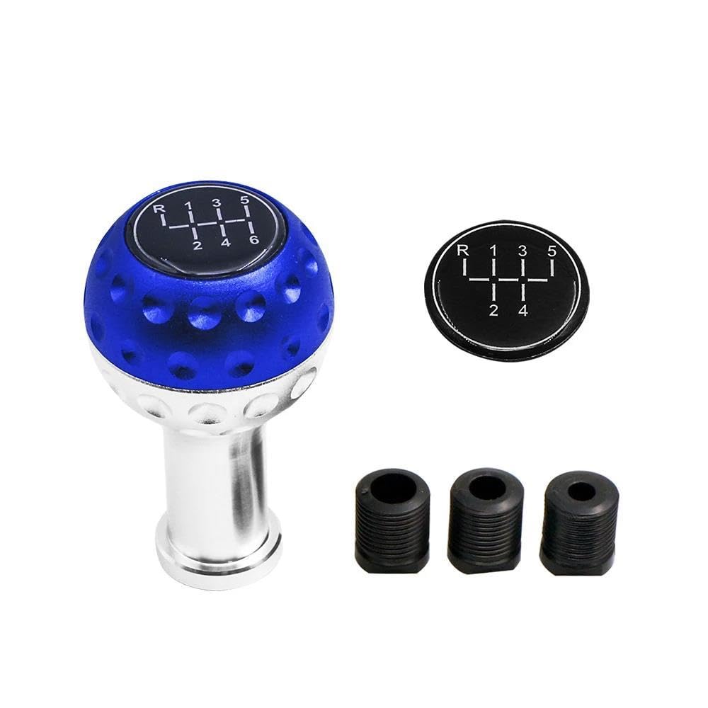 HYASDBWE 5/6 Speed Car MT Aluminum Manual Gear Shift Knob Gear Shift Shifter Stick Lever Headball Knobs Universal Gear Shifter Parts(Blue)