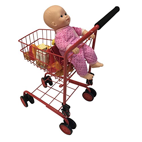The New York Doll Collection Toy Shopping Cart For Kids And Toddler - Includes Food - Folds For Easy Storage - With Sturdy Metal Frame #TOP1