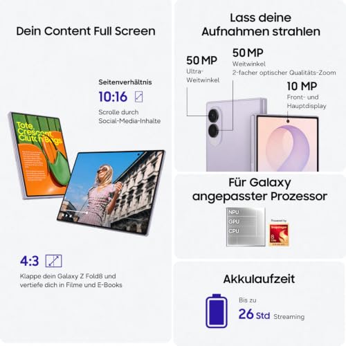 Samsung Galaxy Z Fold8 Smartphone, 256 GB Speicher, 12 GB RAM, Graphite