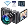 Digital Vlogging Camera YouTube Camera HD 1080P 24MP Video Camcorder with WiFi Connection, 3.0″ IPS Flip Screen, 16X Digital Zoom, 2 Batteries, 32GB SD Card