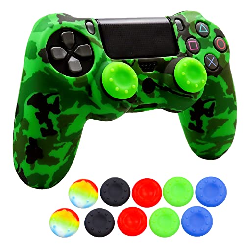 Image of Silicone Skin for PS4, Anti-Slip Shell Cover Case with 10 Joystick Grips for PlayStation 4 / Slim /Pro DualShock 4 Controller Wireless Gamepad