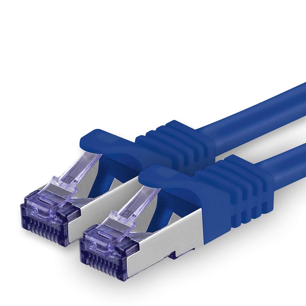 1aTTack.de Cat.7 Netzwerkkabel 3,0 m - Blau - 1 Stück - Cat7 Patchkabel (SFTP/PIMF/LSZH) Rohkabel 10 Gb/s mit Rj 45 Stecker Cat.6a - 1 x 3 Meter Blau