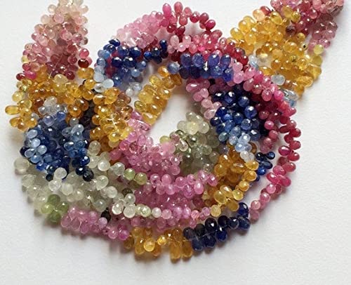 Saphir multicolore naturel en perles de haute qualité pour création de collier artisanal
