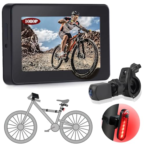 GJFRNBER Bike Bicycle Mirror 1080P Bicycles Rear View Camera & 4.3