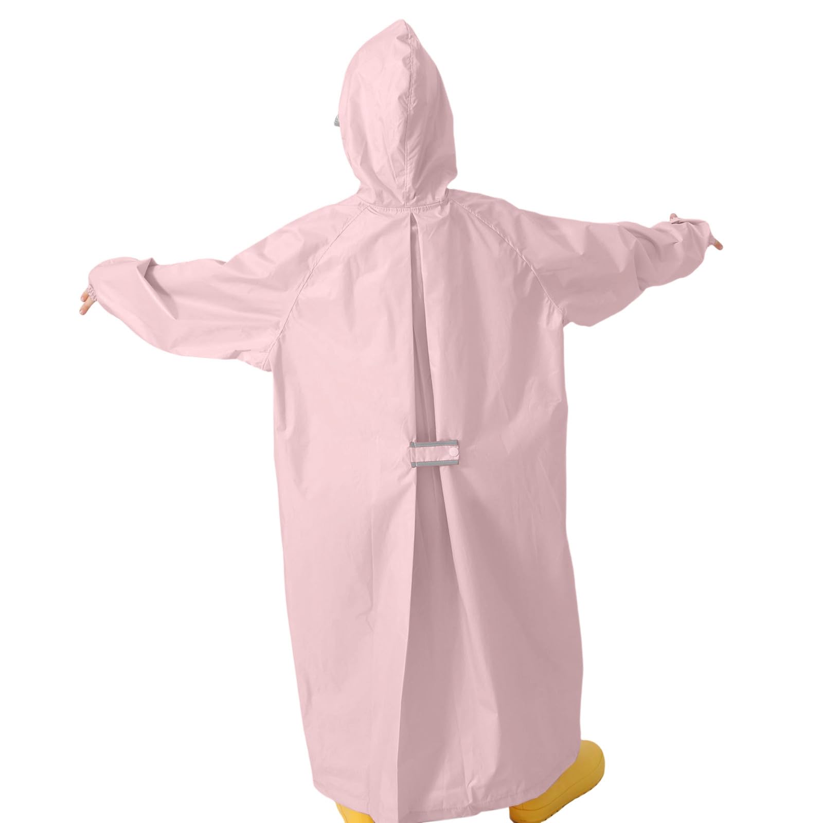 Generisch Veste polaire pour enfant - Imperméable avec sac d'école et capuche - Pour garçons et filles - Couleur unie - Longue veste de pluie - Avec tige en tissu, Rose, 12-14 ans