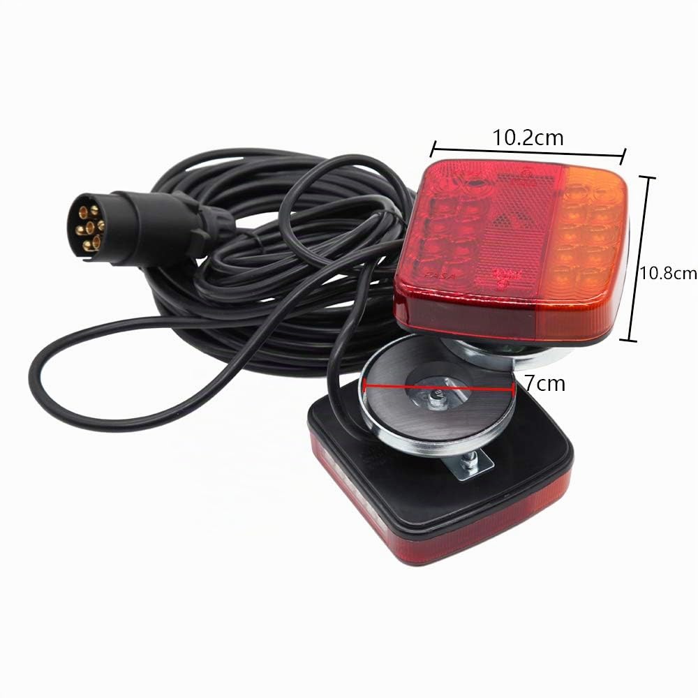 LED Kit Fanale Posteriore Rimorchio Magnetico, 12v Impermeabile Led Coda Freno Spia Arresto Luce Targa, Con Magnete Fanale Posteriore Cavo 7,5m E Spina 7 Poli, Per Caravan/RV/Rimorchio(20 LED)
