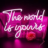 Lucunstar The World Is Yours Neon Sign,Led Sign,Wedding Signs,Wedding Neon Sign,Pink Led Neon Light for Wall Decor,Light Up Sign for Wedding,Engagement,USB Powered Led Sign for Wedding Decor,Bedroom
