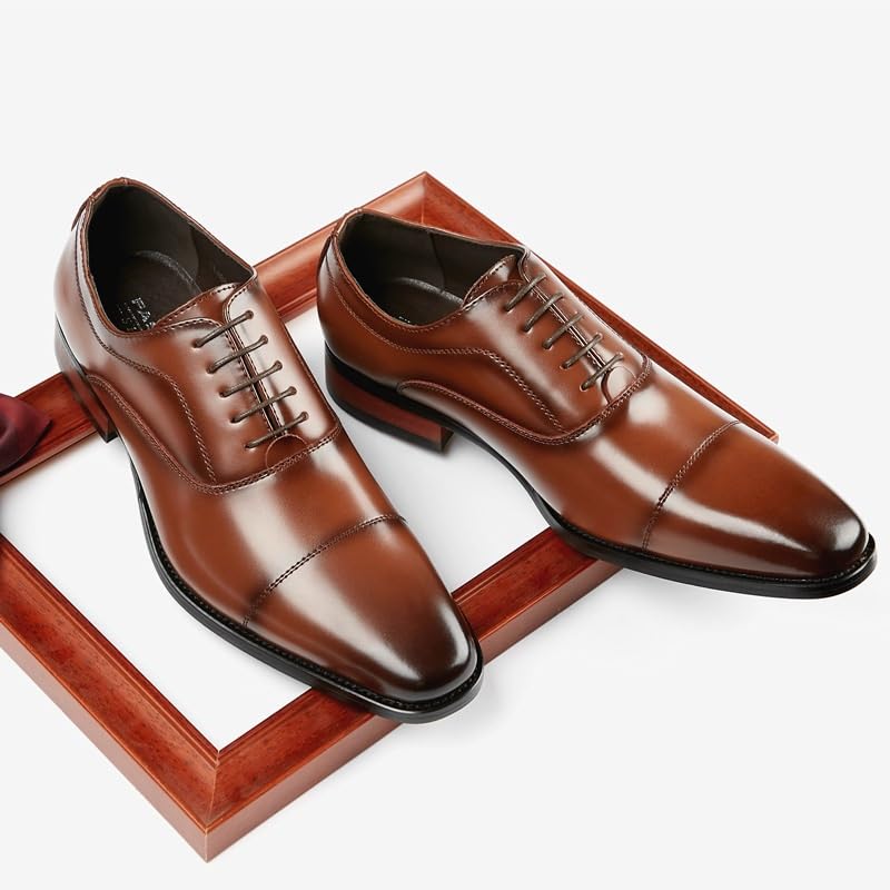 Men's Oxford Shoes Pu Leather Cap Toe Design Vintage Lace Up Prom Business Working Office Non Slip Anti-Slip Shoe2