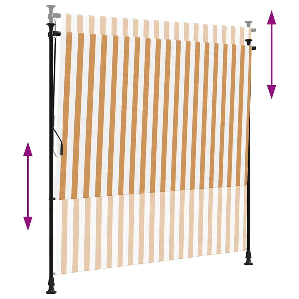 Roleta zewnętrzna, pomarańczowo-biała, 200 x 270 cm, materiał stal, odporna na promieniowanie UV, ochrona przed wiatrem, odporna na warunki atmosferyczne