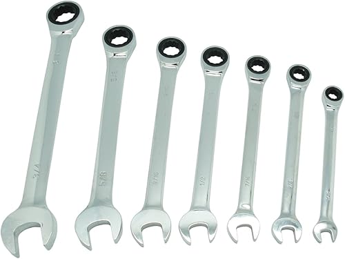 K Tool International 45400 SAE Juego de llaves de trinquete combinadas para garajes, talleres de reparación y bricolaje, acero al cromo vanadio, 12