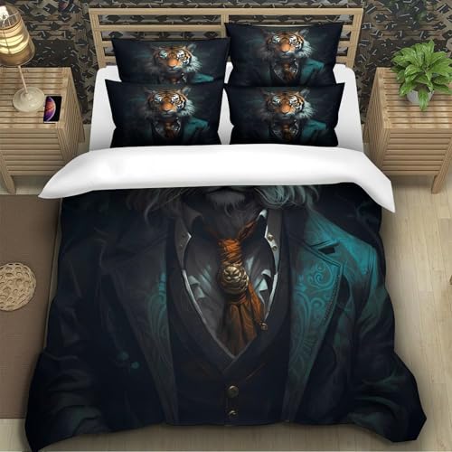 Parure de Lit Tigre en Microfibre Douce avec Fermeture Éclair - 5