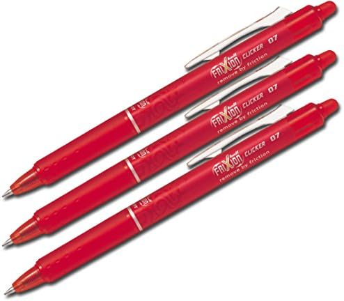 Pilot Blue Frixion Clicker Retractable Fine Rollerball Erasable Pens Pen 0.7mm Nib Tip 0.35mm Line BLRT-FR7 (Pack Of 3)