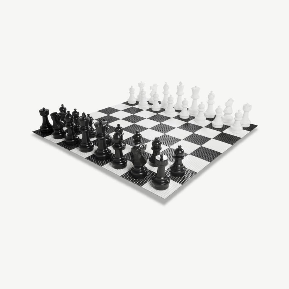 Ubergames Gartenschach XXL – 32 Schachfiguren bis 30 cm, UV-beständiges PVC, wasserdicht – Wahlweise mit Kunststoff-Schachbrett (140×140 cm) oder Nylon-Schachmatte (138×138 cm)