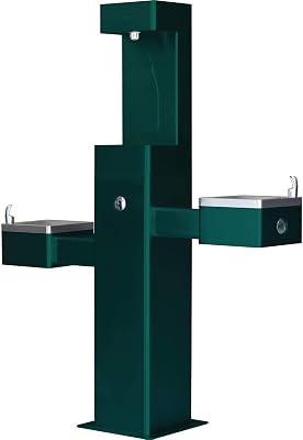 Global Industrial Outdoor Bottle Filling Station with Bi-Level Drinking Fountain, 316 Stainless Steel, 47-3/4