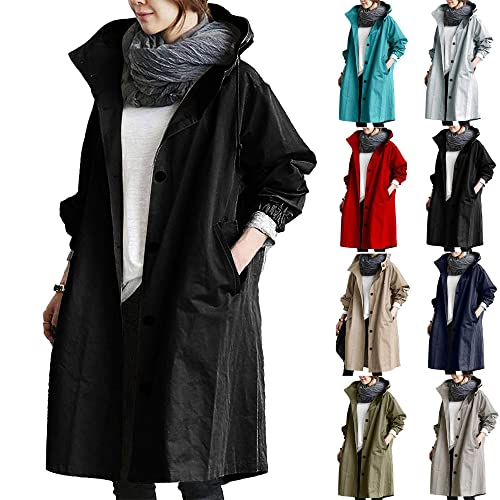XNIUIU Water Resistant Oversized Hooded Windbreaker Rain Jac...