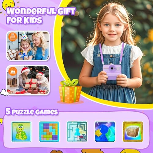 Image of Kids Camera Instant Print, 1080P HD Instant Print Camera for Kids with 3 Rolls Print Paper & 32GB Card, Selfie Digital Camera for Kid, Ideal Kid Toys Gifts for Boys & Girls Age 3-14 (CAM32)