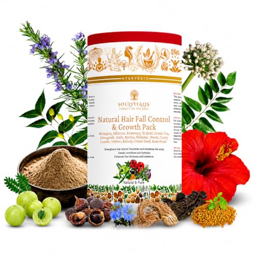 Image of Natural Hair Fall Control & Growth Pack | Ayurvedic Herbal Hair Mask Powder for Hair Growth, Hair Fall Reduction & Scalp Nourishment | Sulphate & Paraben Free Herbal formula with Rosemary, Hibiscus & Bhringraj | For Men & Women | 200g ( Pack of 1)