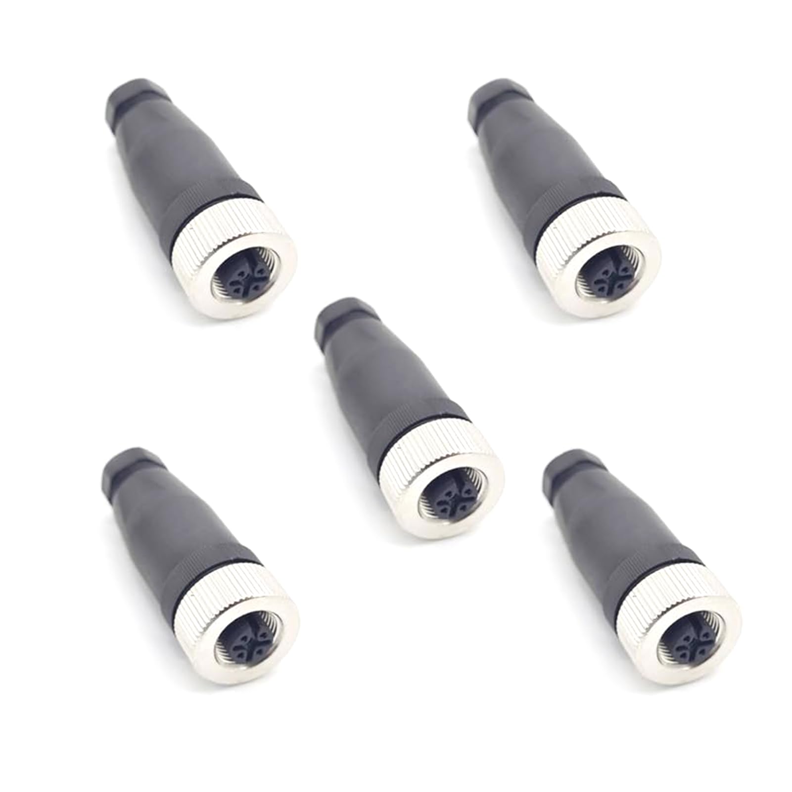 5Pcs M12 5 Pin Female Connector, A Code Unshiled Industrial Circular Connector Field Assembly Wireable Adapter IP67 Waterproof Straight Sensor for Electric Bicycles PG7 Cable 125V 4A