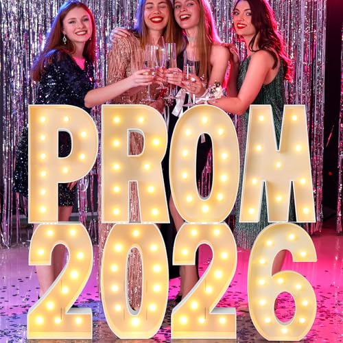 Lemosae 4 ft Graduation 2026 Marquee Decorations Light up Grad Prom Letter Numbers Sign Graduation Party Decorations Balloon Frame with Bracket for Class of 2026 Middle High School College(Prom 2026)