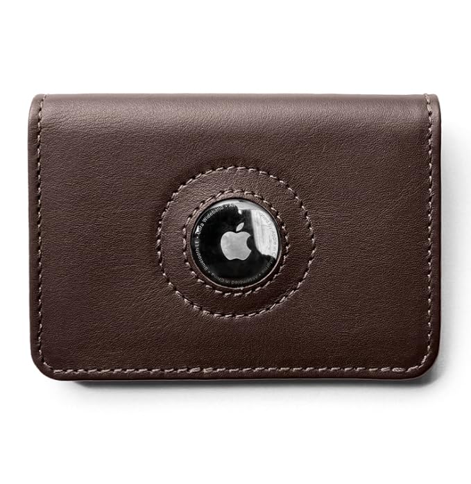 Leather Wallet for Apple AirTag NW041I – Slim Front Pocket Bifold – Handmade in Brazil – Full-Grain Leather – Holds Cards & Cash – Gift for Men – Minimalist Travel Wallet - Brown