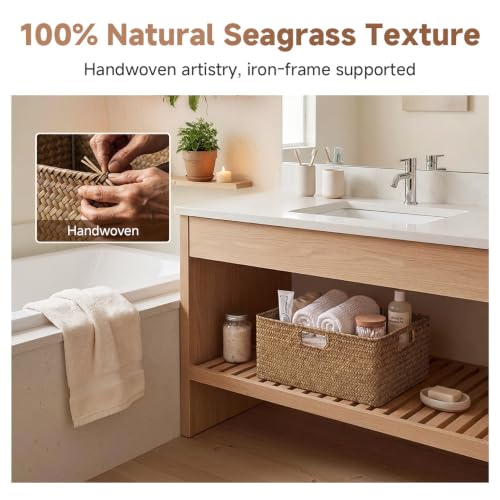 Image of StorageWorks Extra Large Wicker Baskets for Organizing, Seagrass Baskets